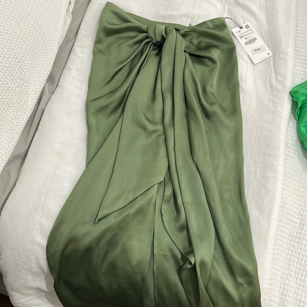 Silk wrap style midi skirt